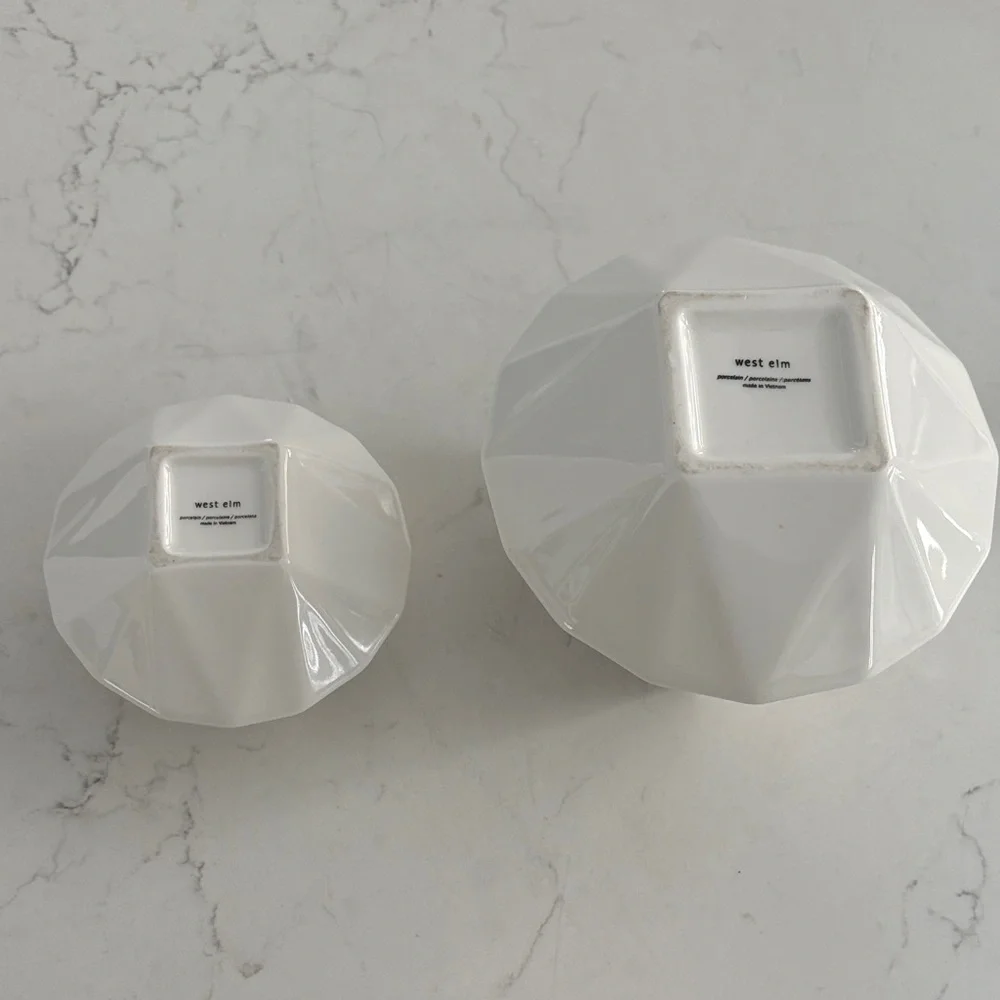 West Elm Faceted Porcelain Ceramic‎ Vase Pair